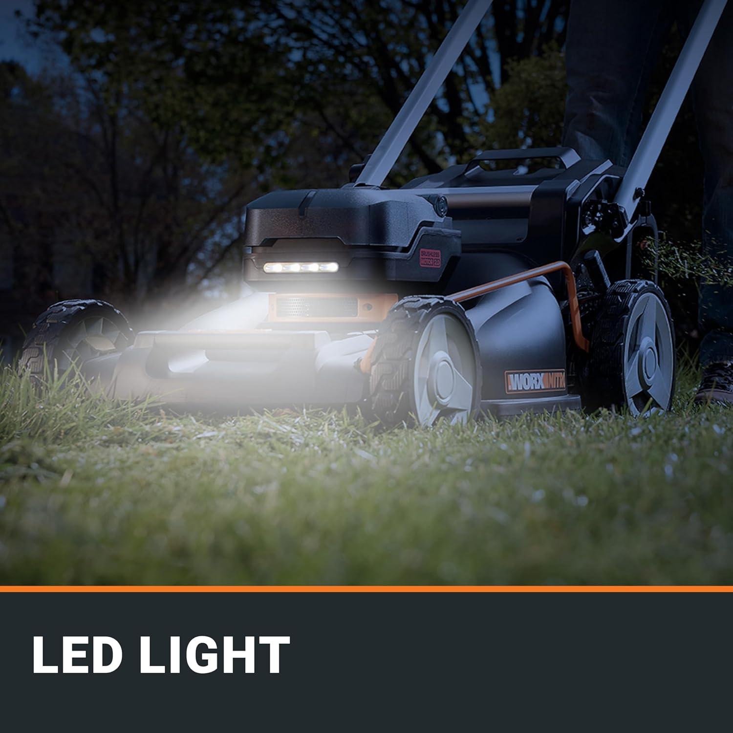 imageWORX Nitro 40V 16quot Cordless Lawn Mower wBrushless Motor 20 ampamp Intellicut 2in1 Electric Mower wMulch Blade Lightweight Push Lawn Mower for 14 Acre WG737 Batteries ampamp Charger Included21 40V Mower w2 50Ah Batteries