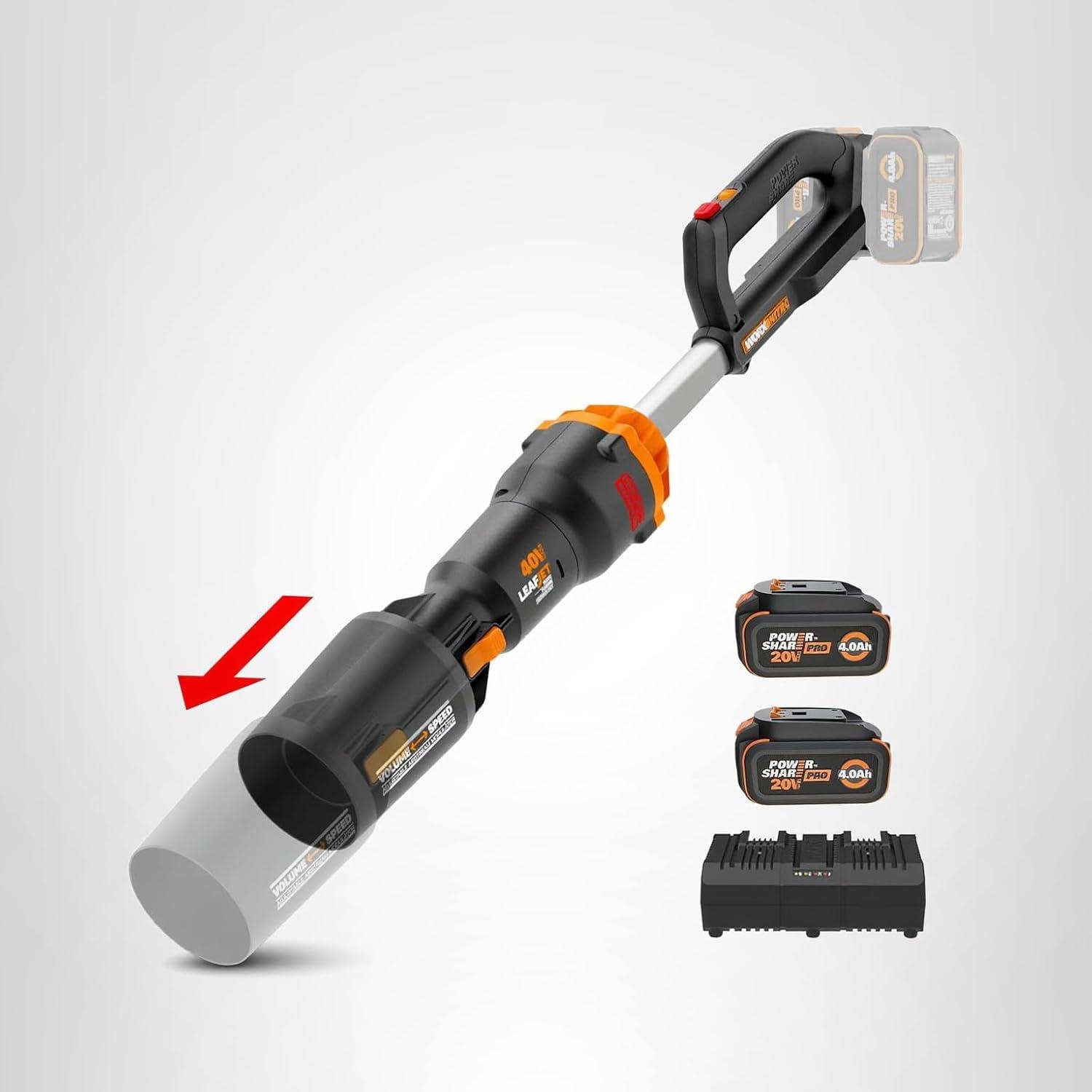 imageWORX Nitro WG543 20V Cordless Leaf Blower Electric Blower with 410CFM ampamp 130MPH Blowers for Lawn Care with 38 Lbs Battery ampamp Charger Included620CFM 40V Blower w240 Ah Batteries