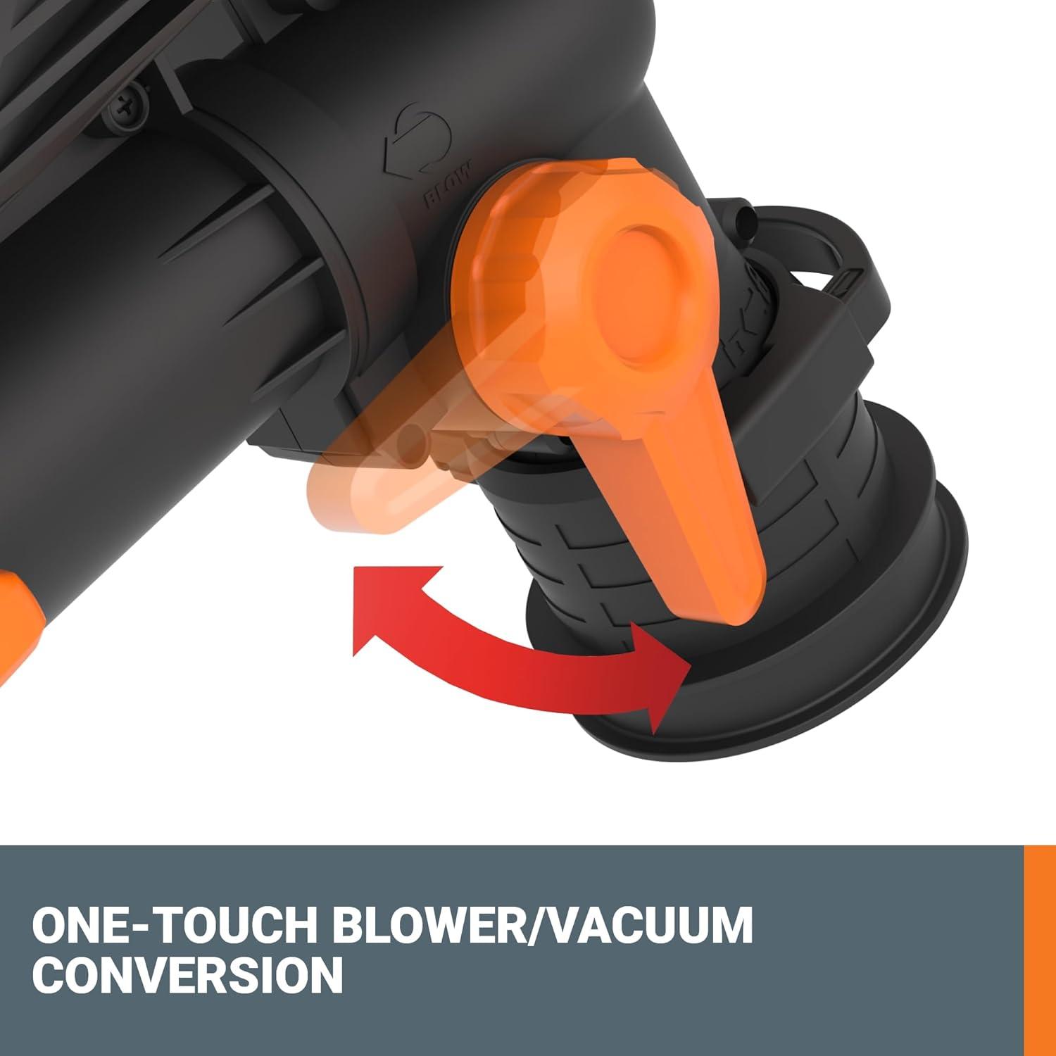 imageWORX Trivac 3in1 Electric Leaf Blower for Lawn Care Leaf MulcherLeaf Vacuum with Bag 350 CFM ampamp 210 MPH Leaf Shredder with Metal Impeller Reusable Bag Included Corded WG5052350CFM wLeafPro Collection System
