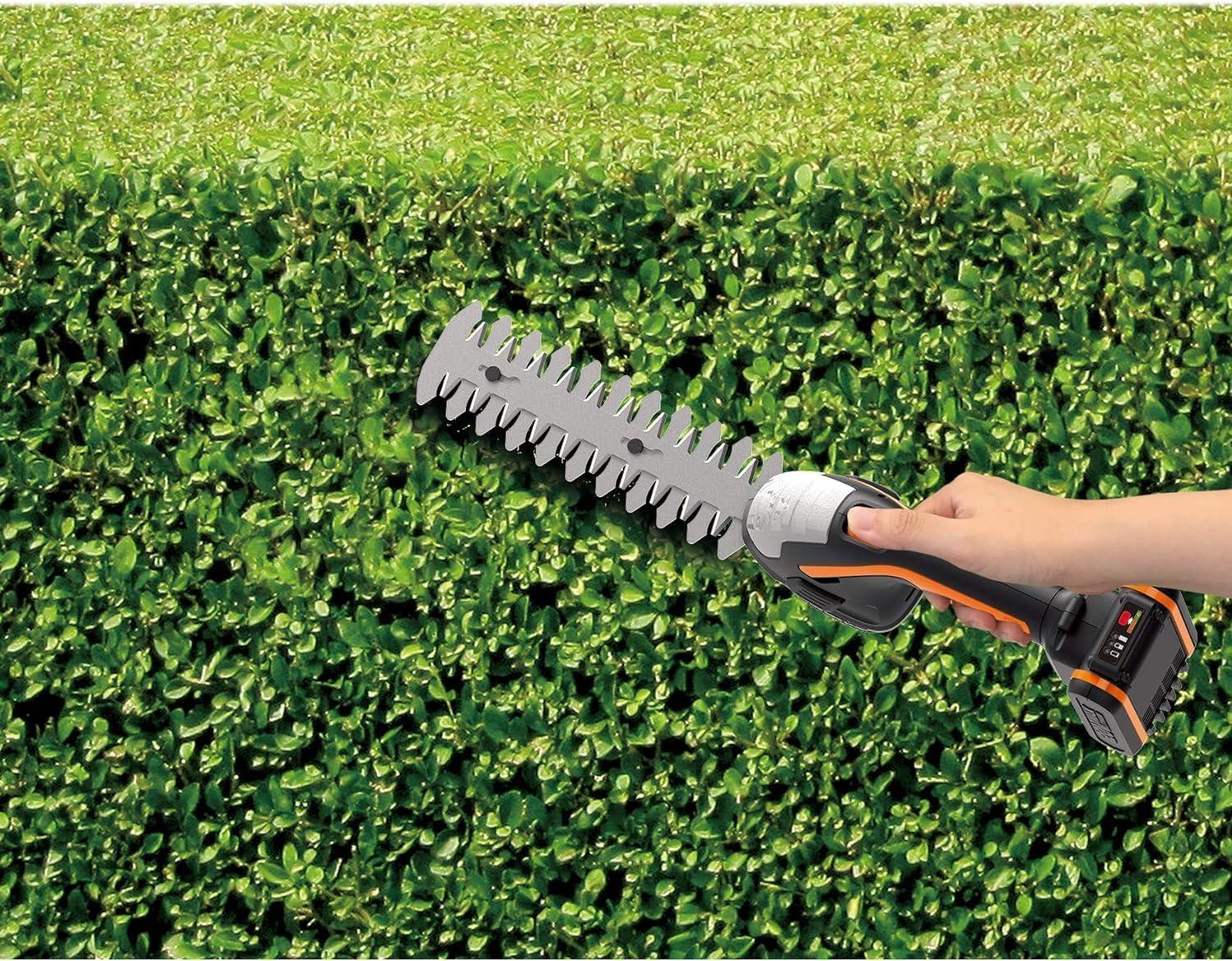 imageWORX WG801 20V 2 in 1 Cordless Hedge Trimmer 4quot Grass Shear ampamp 8quot Shrub Trimmer with 2 Blades Battery ampamp Charger Included8 20V Shrubber Trimmer w120Ah Battery