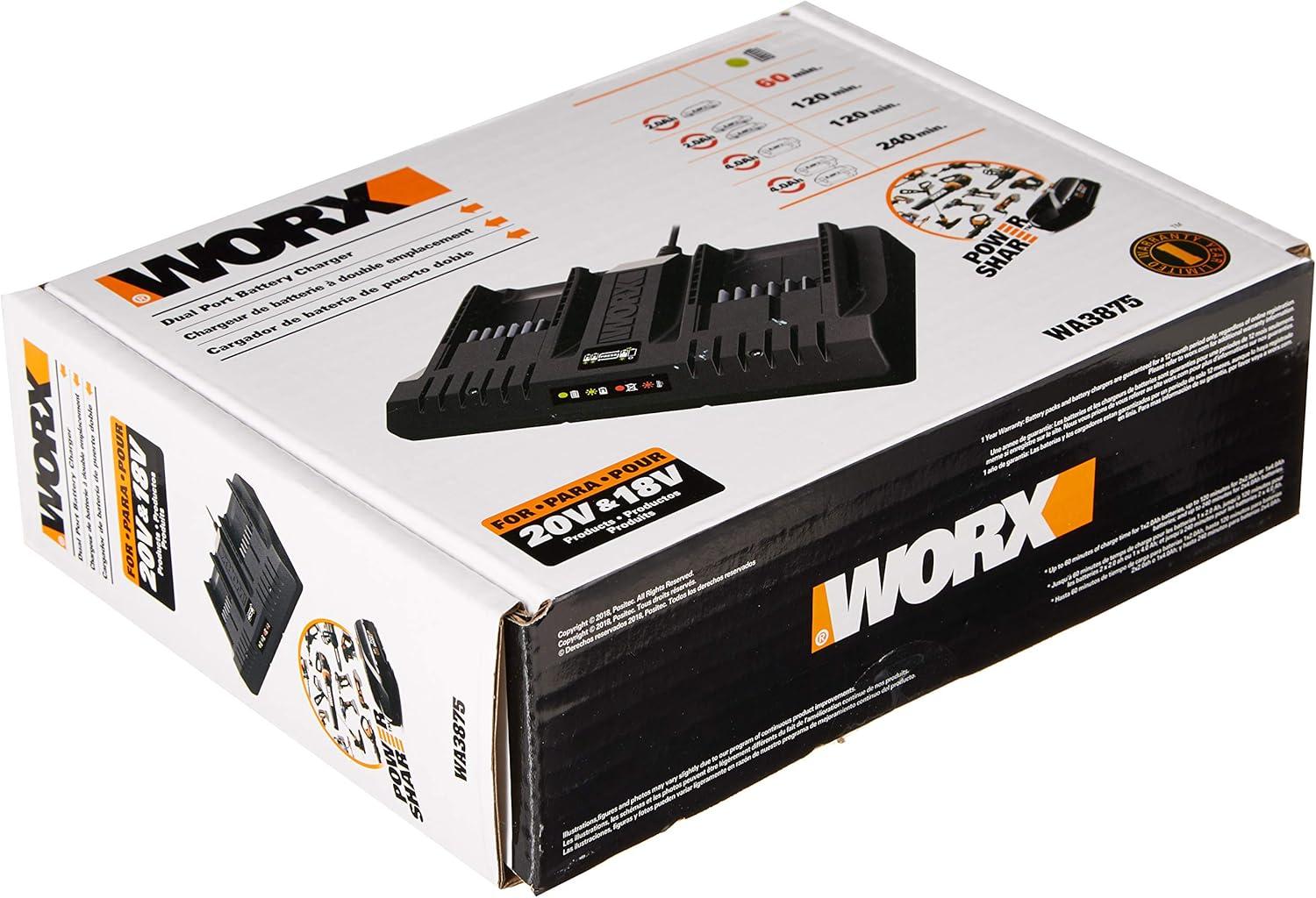 imageWorx WA3875 20V Liion Dual Port 2 Hour Charger2Hr Dual Charger