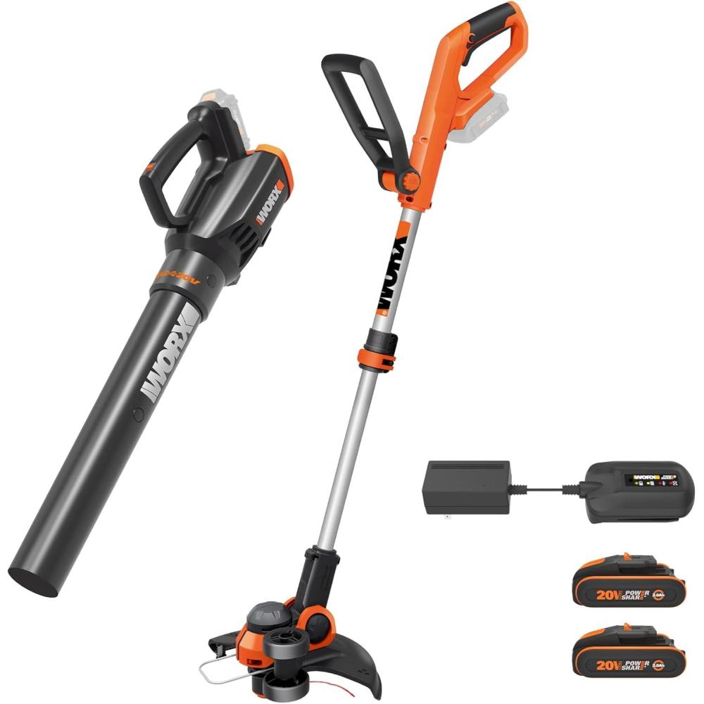 imageWORX Cordless String Trimmer 20V 2 in 1 Trimmer and Edger WG162 Battery ampamp Charger Included12 String Trimmer  Blower