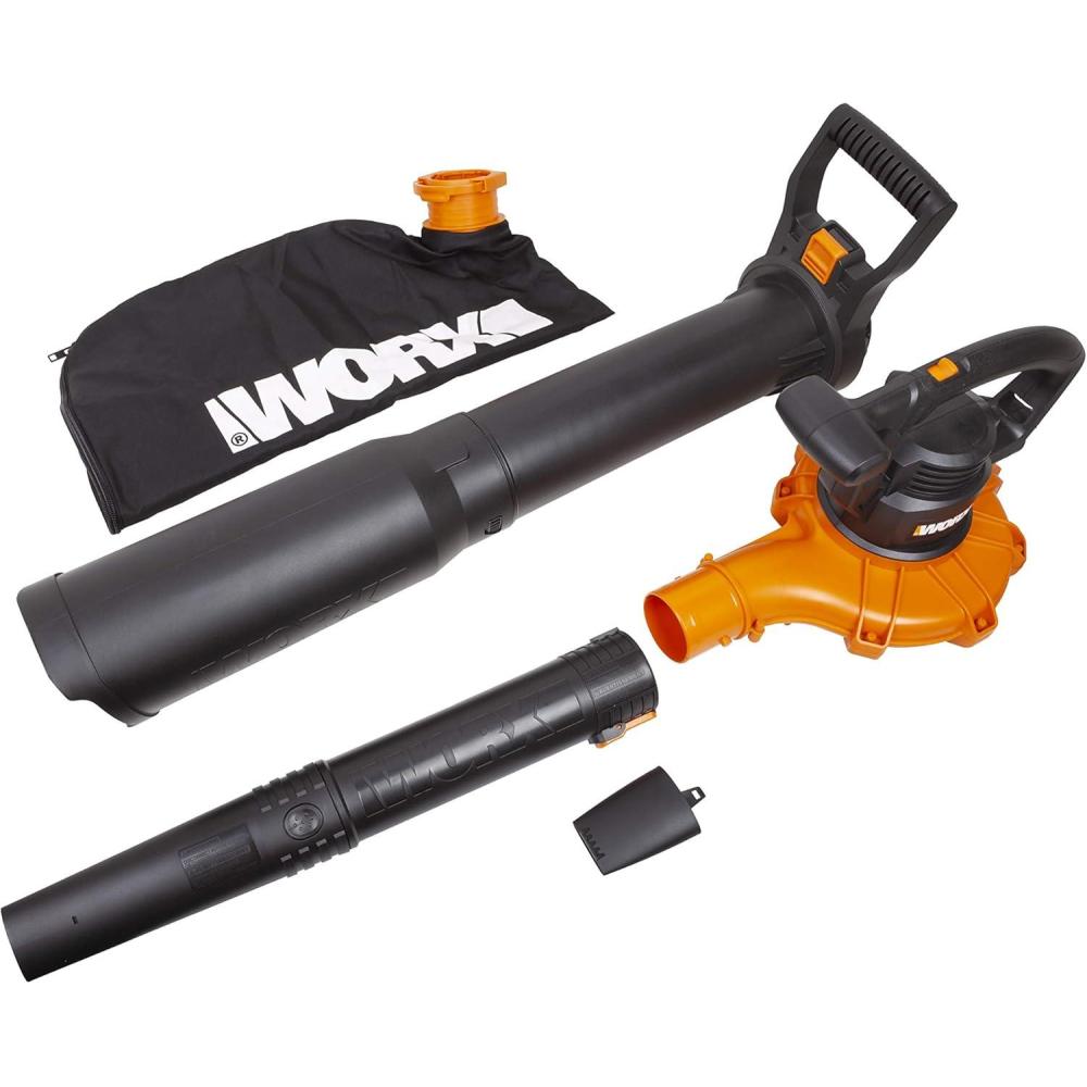 imageWORX WG509 12 Amp Trivac 3 in 1 Electric Leaf Blower Leaf Vacuum ampamp Leaf Mulcher for Lawn Care400CFM BlowerVacMulcher