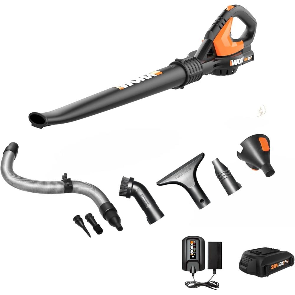 imageWORX WG583 40V Cordless Leaf Blower 3 in 1 Blowers for Lawn Care with Vacuum ampamp Mulcher Electric Blower with Brushless Motor ampamp 2 Speed Control 2 Batteries ampamp Charger Included120MPH 20V Blower w120 Ah Battery