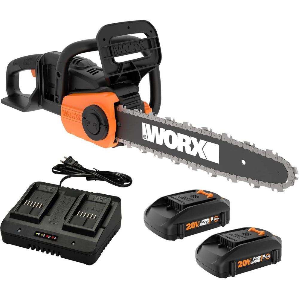 imageWorx 40V 14quot Cordless Chainsaw Power Share with AutoTension WG384 Batteries ampamp Charger Included