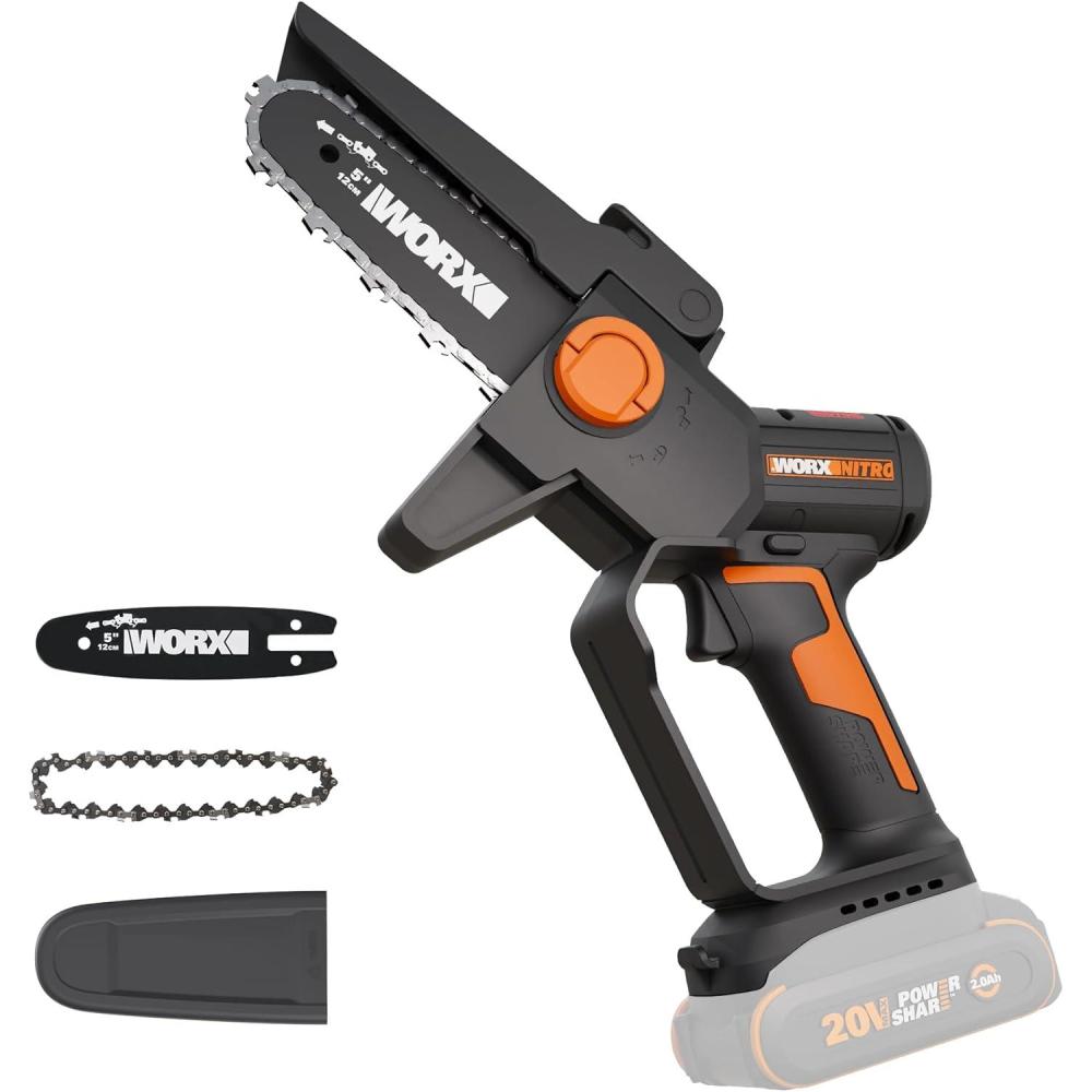imageWorx Nitro 20V 5quot Cordless Brushless Chainsaw 20 Ah Battery and Charger Included WG325Tool Only