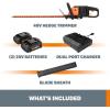 WORX Nitro WG263 22″ 20V Cordless Hedge Trimmer, Electric Hedge Trimmer with Dual-Action Blades & 3400 SPM, Brushless Bush Trimmer Cuts Branches 1″ Thick, Battery & Charger Included(26″ 40V Hedge Trimmer w/(2)2.0Ah Batteries)