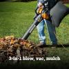 WORX Trivac 3-in-1 Electric Leaf Blower for Lawn Care, Leaf Mulcher/Leaf Vacuum with Bag, 350 CFM & 210 MPH, Leaf Shredder with Metal Impeller, Reusable Bag Included, Corded, WG505.2(600CFM Blower/Vac/Mulcher)