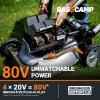Worx Nitro 80V Cordless Lawn Mower, Electric Mower with Brushless Motor, 3-in-1 Self-Propelled Lawn Mower WG761-4 Batteries & Basecamp Charger Included(21″ 80V Mower w/(4) 5.0Ah Batteries)