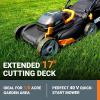 Worx Nitro 80V Cordless Lawn Mower, Electric Mower with Brushless Motor, 3-in-1 Self-Propelled Lawn Mower WG761-4 Batteries & Basecamp Charger Included(17″ 40V Mower w/(2) 4.0Ah Batteries)