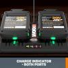 Worx WA3875 20V Li-ion Dual Port 2 Hour Charger(2-Hr. Dual Charger)