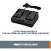 Worx WA3875 20V Li-ion Dual Port 2 Hour Charger(2-Hr Dual Charger New & Improved Model)