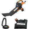 WORX Trivac 3-in-1 Electric Leaf Blower for Lawn Care, Leaf Mulcher/Leaf Vacuum with Bag, 350 CFM & 210 MPH, Leaf Shredder with Metal Impeller, Reusable Bag Included, Corded, WG505.2(350CFM w/LeafPro Collection System)