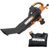 WORX Trivac 3-in-1 Electric Leaf Blower for Lawn Care, Leaf Mulcher/Leaf Vacuum with Bag, 350 CFM & 210 MPH, Leaf Shredder with Metal Impeller, Reusable Bag Included, Corded, WG505.2(350CFM Blower/Vac/Mulcher)