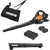 WORX WG583 40V Cordless Leaf Blower, 3 in 1 Blowers for Lawn Care with Vacuum & Mulcher, Electric Blower with Brushless Motor & 2 Speed Control, 2 Batteries & Charger Included(210MPH 40V 3 in 1 w/(2)4.0 Ah Batteries)