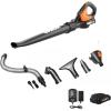 WORX WG583 40V Cordless Leaf Blower, 3 in 1 Blowers for Lawn Care with Vacuum & Mulcher, Electric Blower with Brushless Motor & 2 Speed Control, 2 Batteries & Charger Included(120MPH 20V Blower w/(1)2.0 Ah Battery)