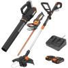 Worx 20V String Trimmer + Turbine Blower + Hedge Trimmer (Batteries & Charger Included)(12″ String Timmer + Leaf Blower + Hedge Trimmer Combo)