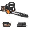 Worx Nitro 40V 16″ Cordless Brushless Chainsaw 4.0 Ah Battery and Charger Included WG385(Chainsaw)