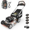 Worx Nitro 80V Cordless Lawn Mower, Electric Mower with Brushless Motor, 3-in-1 Self-Propelled Lawn Mower WG761-4 Batteries & Basecamp Charger Included(21″ 80V Mower w/(4) 5.0Ah Batteries)