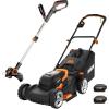 Worx Nitro 80V Cordless Lawn Mower, Electric Mower with Brushless Motor, 3-in-1 Self-Propelled Lawn Mower WG761-4 Batteries & Basecamp Charger Included(17″ 40V Mower + 12″ 20V Trimmer Combo)
