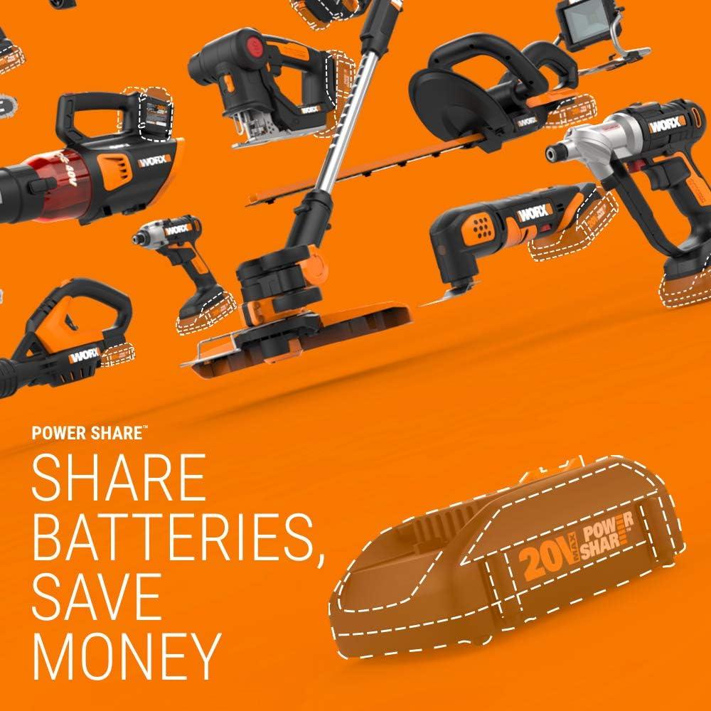 imageWorx String Trimmer Cordless GT30 20V PowerShare 12quot Edger ampamp Weed Trimmer 2 Batteries ampamp Charger Included WG163 and WORX WG5459 20V Work Air Lithium MultiPurpose BlowerSweeperCleaner Tool ONLY