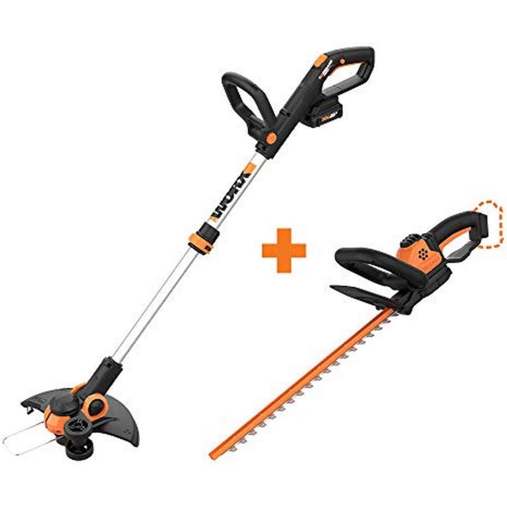 imageWORX WG163 GT 30 20V PowerShare 12quot Cordless String Trimmer ampamp Edger with Power Share 22inch Cordless Hedge Trimmer Bare Tool Only