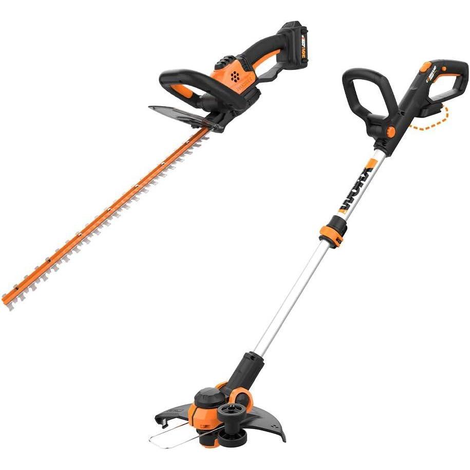 imageWORX WG261 20V Power Share 22inch Cordless Hedge Trimmer Battery and Charger Included with Cordless Grass TrimmerEdger with Command Feed 12quot Tool ONLY