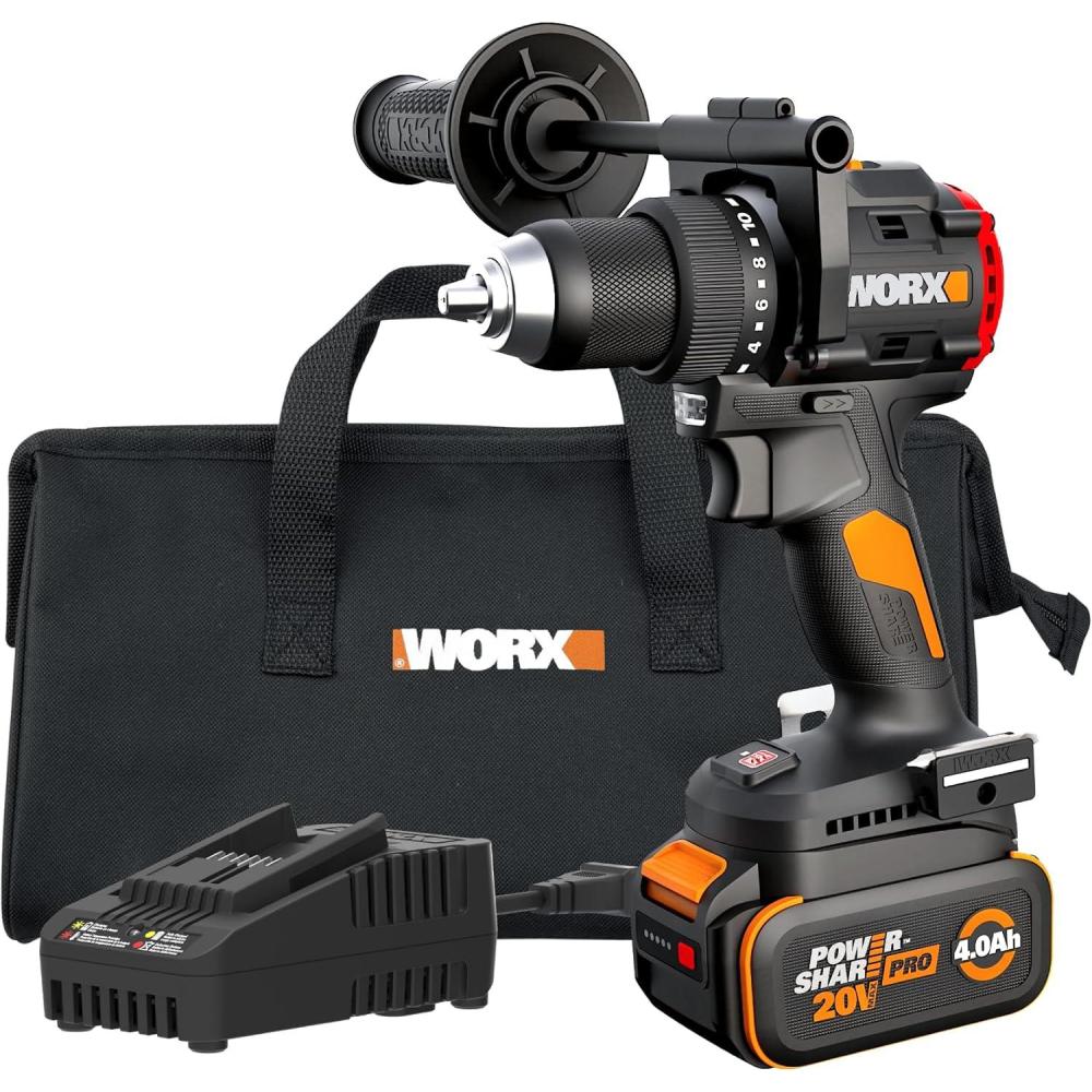 imageWorx 20V Cordless Drill Driver 84pc Accessory Kit Variable 2Speed 265 InLbs Torque 201 Clutch Lightweight Compact 38Inch Keyless Chuck  Battery ampamp Charger IncludedCordless Drill Driver  20V 930