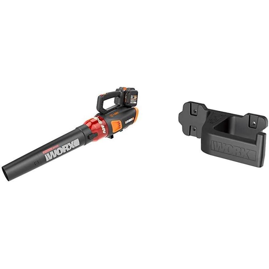 imageWorx 40V Turbine Leaf Blower Cordless with Battery and Charger Brushless Motor Blowers for Lawn Care Compact and Lightweight Cordless Leaf Blower WG584 2 Batteries ampamp Charger Included WORX WA0138 Wall Mount Tool Holder