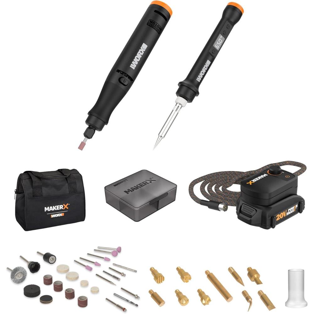 imageWorx MAKERX WX992L 20V 2pc Crafting Tool Combo Kit  Rotary Tool  Air BrushMAKERX 2 PC Crafting Tool Combo