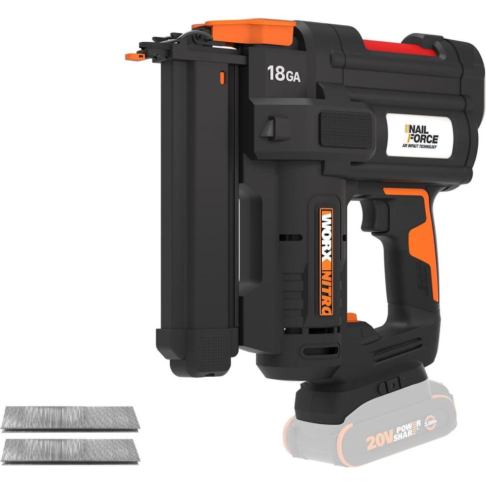 imageWorx Nitro 20V Cordless 18Gauge Narrow Crown Stapler Cordless Staple Gun Fires Up to 80 StaplesMin Battery Powered Staple Gun with ToolFree Jam Release WX844L9 Tool Only18Ga Narrow Crown Stapler Bare Tool