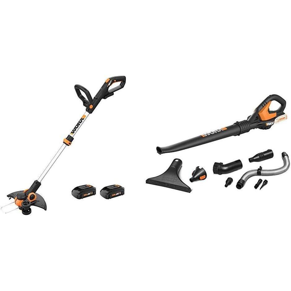 imageWorx String Trimmer Cordless GT30 20V PowerShare 12quot Edger ampamp Weed Trimmer 2 Batteries ampamp Charger Included WG163 and WORX WG5459 20V Work Air Lithium MultiPurpose BlowerSweeperCleaner Tool ONLY