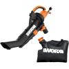 WORX WG509 12 Amp TRIVAC 3-in-1 Electric Leaf Blower with All Metal Mulching System & WA0030 Landscaping 26-Gallon Collapsible Yard Waste Bag/Leaf Bin(w/ Leaf Collection System)