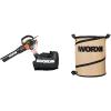 WORX 12 Amp TRIVAC 3-in-1 Electric Leaf Blower/Mulcher/Yard Vacuum – WG512 and WORX WA0030 Landscaping 26-Gallon Collapsible Yard Waste Bag/Leaf Bin