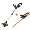 WORX WG163 GT 3.0 20V PowerShare 12″ Cordless String Trimmer & Edger with Power Share 22-inch Cordless Hedge Trimmer, Bare Tool Only
