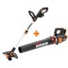 WORX WG163 GT 3.0 20V PowerShare 12″ Cordless String Trimmer & Edger with Power Share Turbine Cordless Leaf Blower with Brushless Motor (2x20V)