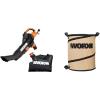 WORX WG509 12 Amp TRIVAC 3-in-1 Electric Leaf Blower with All Metal Mulching System & WA0030 Landscaping 26-Gallon Collapsible Yard Waste Bag/Leaf Bin(w/ Debris Collection Bag)