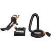 WORX WG509 12 Amp TRIVAC 3-in-1 Electric Leaf Blower with All Metal Mulching System & WA0030 Landscaping 26-Gallon Collapsible Yard Waste Bag/Leaf Bin(w/ Leaf Collection System)