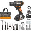 Worx 20V Cordless Drill Driver, 84pc Accessory Kit, Variable 2-Speed, 265 In-Lbs Torque, 20+1 Clutch, Lightweight, Compact, 3/8-Inch Keyless Chuck – Battery & Charger Included(3/8″ Cordless Drill & Driver (Battery & Charger & 84pc Accessory Kit Included))