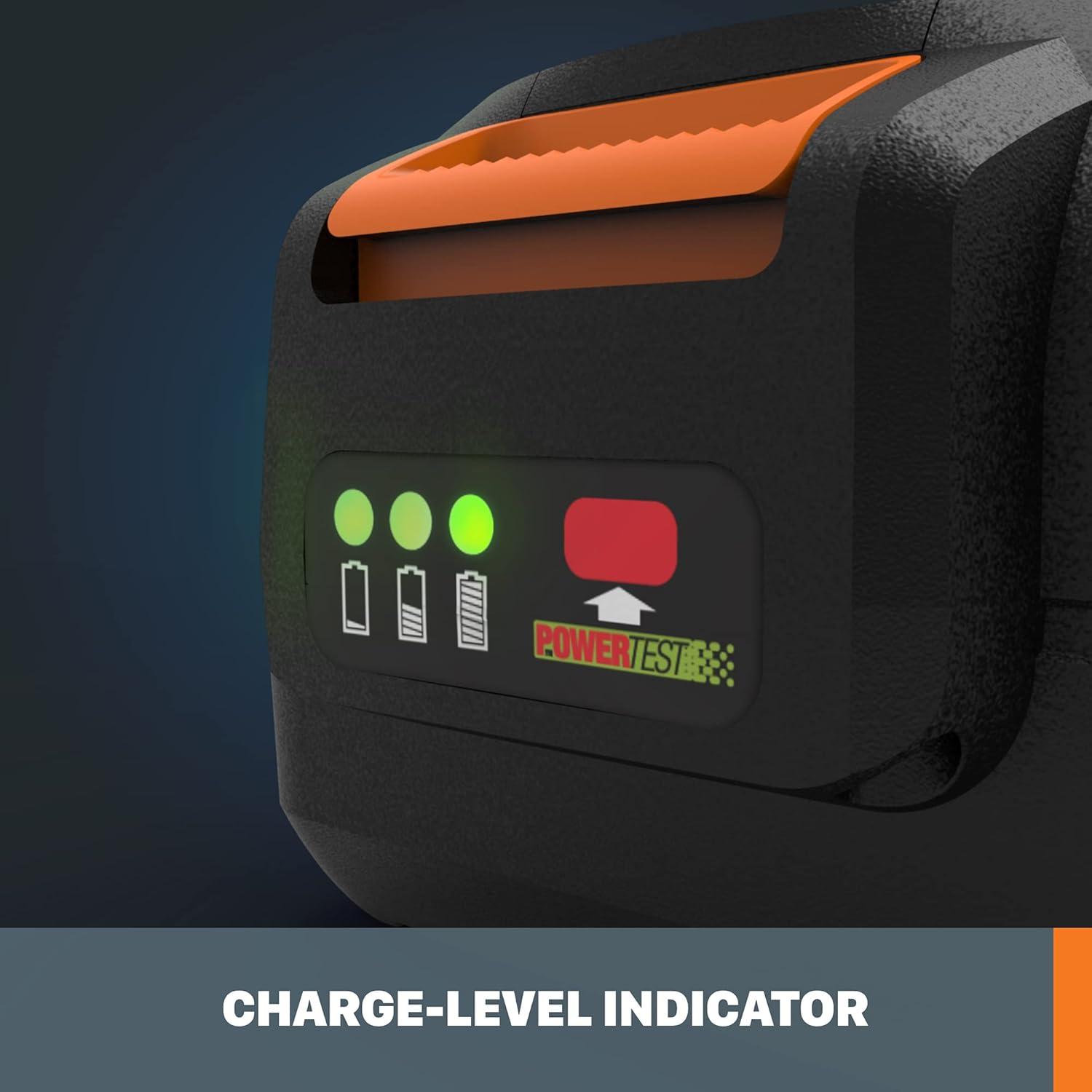 imageWORX WA3012 20V Power Share PRO 40Ah LithiumIon HighCapacity Battery Black and Orange