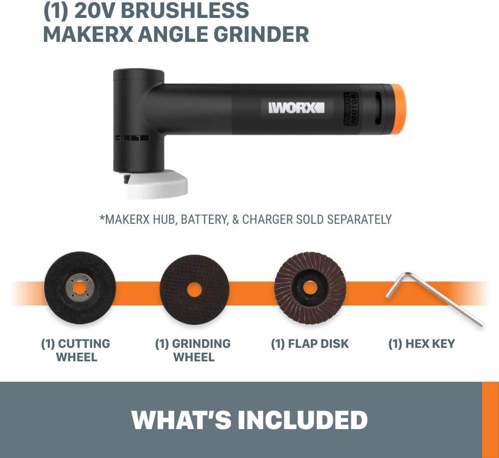 imageWorx MAKERX WX741L9 20V Angle Grinder Tool Only