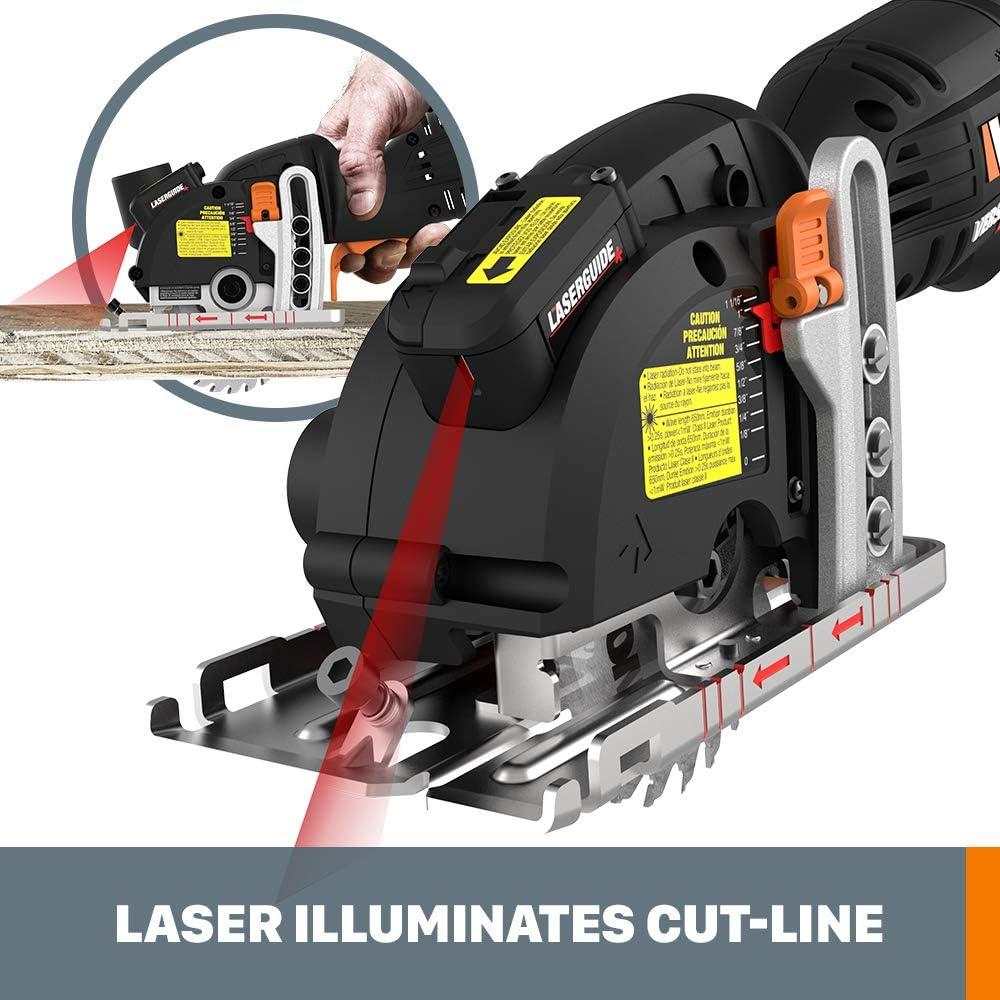 imageWorx WX420L 3 Amp Versacut 338quot Electric Compact Circular Saw with Laser Guide Technology