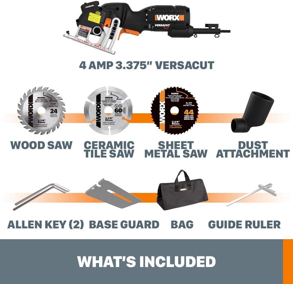 imageWorx WX420L 3 Amp Versacut 338quot Electric Compact Circular Saw with Laser Guide Technology