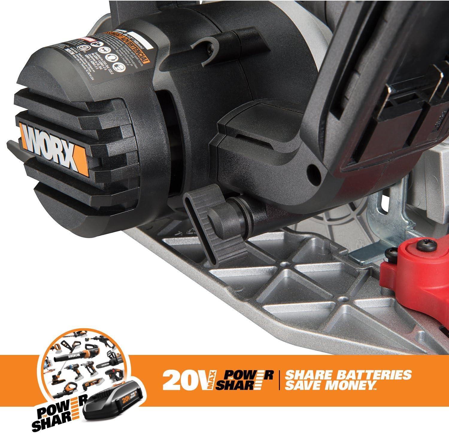 imageWorx WX530L 20V Power Share ExacTrack 65quot Cordless Circular Saw