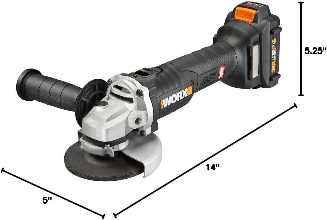 imageWorx WX812L 20V Power Share Brushless 412quot Angle Grinder