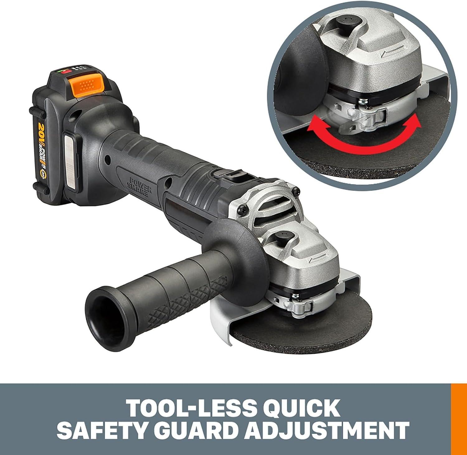 imageWorx WX812L 20V Power Share Brushless 412quot Angle Grinder