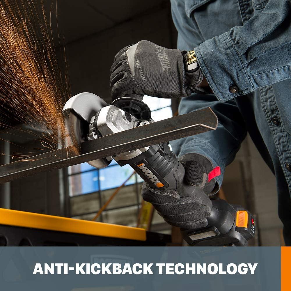 imageWorx WX812L9 20V Power Share 45quot Cordless Angle Grinder with Brushless Motor Tool Only