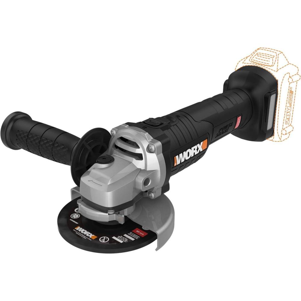 imageWorx WX812L9 20V Power Share 45quot Cordless Angle Grinder with Brushless Motor Tool Only