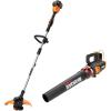 WORX WG184 40V Power Share 13″ Cordless String Trimmer & Wheeled Edger (2x20V Batteries) with Power Share Turbine Cordless Leaf Blower with Brushless Motor (2x20V)