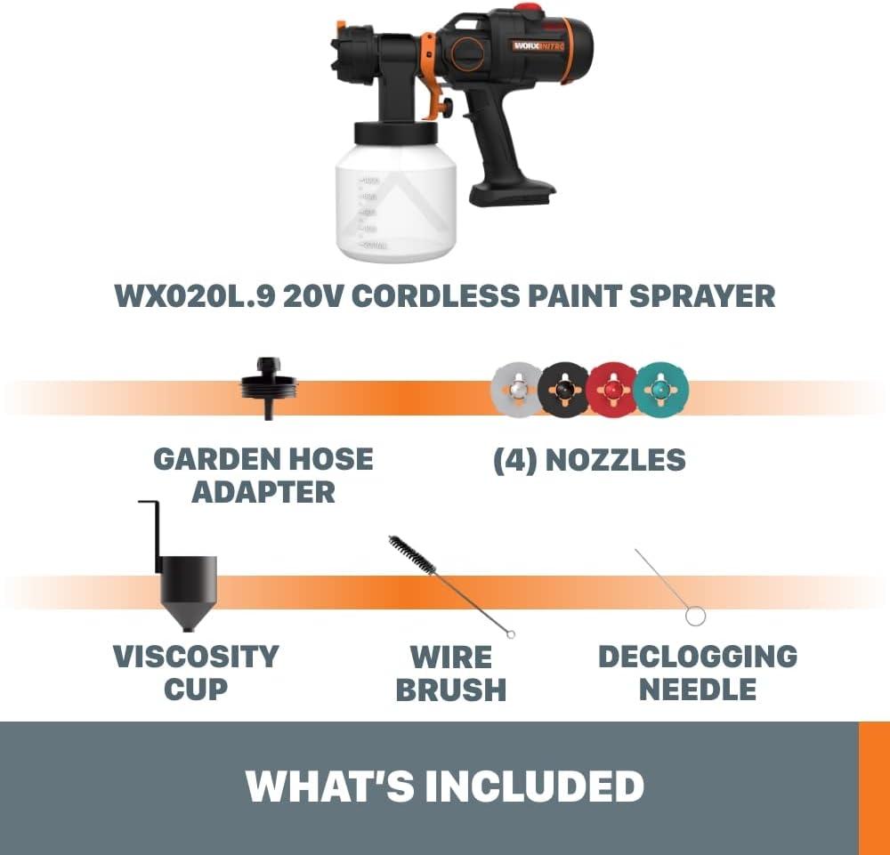 imageWORX NITRO 20V Cordless Paint Sprayer Power Share with Brushless Motor20V Cordless Paint Sprayer Tool Only
